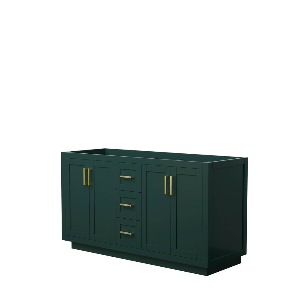 Wyndham Collection - Miranda 60 Inch Double Bathroom Vanity in Green, No Countertop, No Sink, Brushed Gold Trim