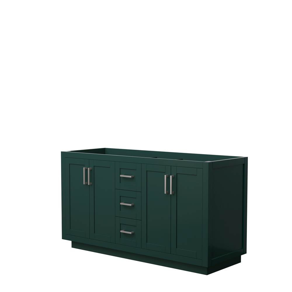 Wyndham Collection - Miranda 60 Inch Double Bathroom Vanity in Green, No Countertop, No Sink, Brushed Nickel Trim