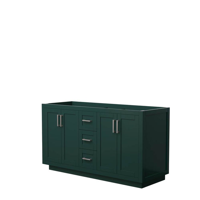 Wyndham Collection - Miranda 60 Inch Double Bathroom Vanity in Green, No Countertop, No Sink, Brushed Nickel Trim