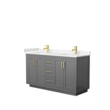 Wyndham Collection - Miranda 60 Inch Double Bathroom Vanity in Dark Gray, Carrara Cultured Marble Countertop, Undermount Square Sinks, Brushed Gold Trim