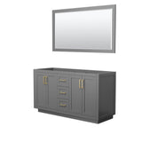 Wyndham Collection - Miranda 60 Inch Double Bathroom Vanity in Dark Gray, No Countertop, No Sink, Brushed Gold Trim, 58 Inch Mirror