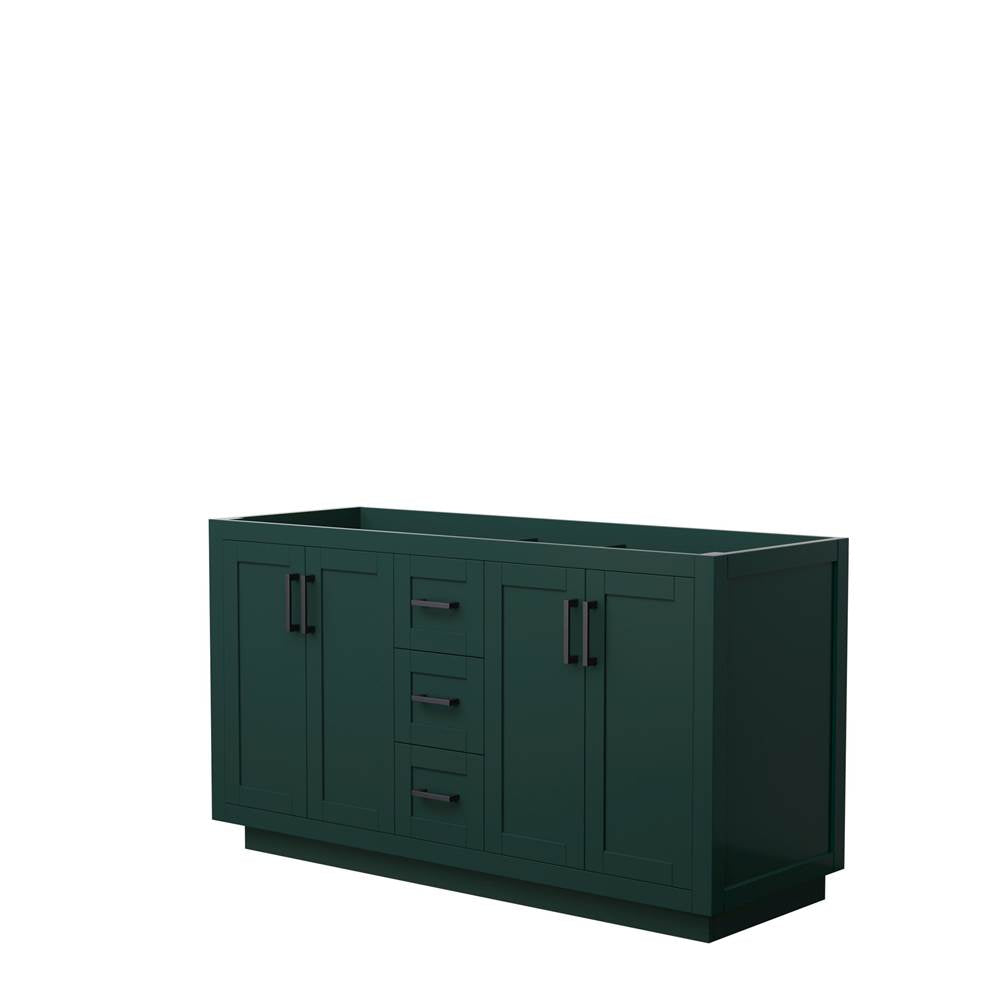 Wyndham Collection - Miranda 60 Inch Double Bathroom Vanity in Green, No Countertop, No Sink, Matte Black Trim
