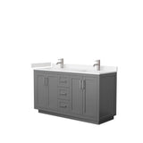 Wyndham Collection - Miranda 60 Inch Double Bathroom Vanity in Dark Gray, Carrara Cultured Marble Countertop, Undermount Square Sinks, Brushed Nickel Trim
