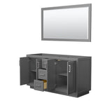 Miranda 60 Inch Double Bathroom Vanity in Dark Gray, No Countertop, No Sink, Brushed Nickel Trim, 58 Inch Mirror
