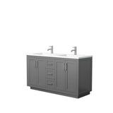 Wyndham Collection - Miranda 60 Inch Double Bathroom Vanity in Dark Gray, 1.25 Inch Thick Matte White Solid Surface Countertop, Integrated Sinks, Brushed Nickel Trim