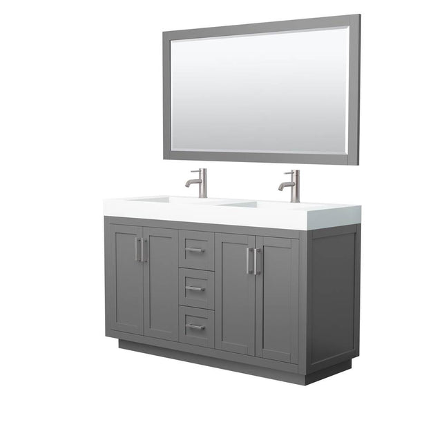 Wyndham Collection - Miranda 60 Inch Double Bathroom Vanity in Dark Gray