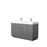 Wyndham Collection - Miranda 60 Inch Double Bathroom Vanity in Dark Gray, 4 Inch Thick Matte White Solid Surface Countertop, Integrated Sinks, Brushed Nickel Trim