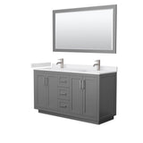 Wyndham Collection - Miranda 60 Inch Double Bathroom Vanity in Dark Gray, White Cultured Marble Countertop, Undermount Square Sinks, Brushed Nickel Trim, 58 Inch Mirror