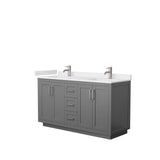 Wyndham Collection - Miranda 60 Inch Double Bathroom Vanity in Dark Gray, White Cultured Marble Countertop, Undermount Square Sinks, Brushed Nickel Trim