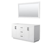 Wyndham Collection - Miranda 60 Inch Double Bathroom Vanity in White, No Countertop, No Sink, Matte Black Trim, 58 Inch Mirror