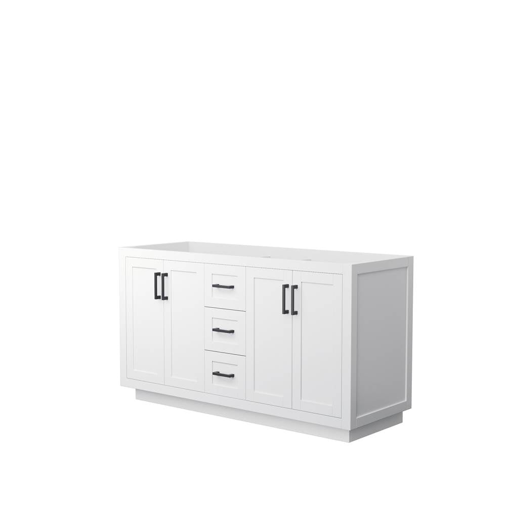 Wyndham Collection - Miranda 60 Inch Double Bathroom Vanity in White, No Countertop, No Sink, Matte Black Trim