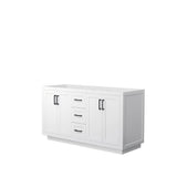 Wyndham Collection - Miranda 60 Inch Double Bathroom Vanity in White, No Countertop, No Sink, Matte Black Trim