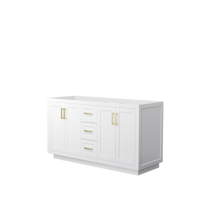 Wyndham Collection - Miranda 60 Inch Double Bathroom Vanity in White, No Countertop, No Sink, Brushed Gold Trim