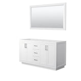 Wyndham Collection - Miranda 60 Inch Double Bathroom Vanity in White, No Countertop, No Sink, Brushed Nickel Trim, 58 Inch Mirror