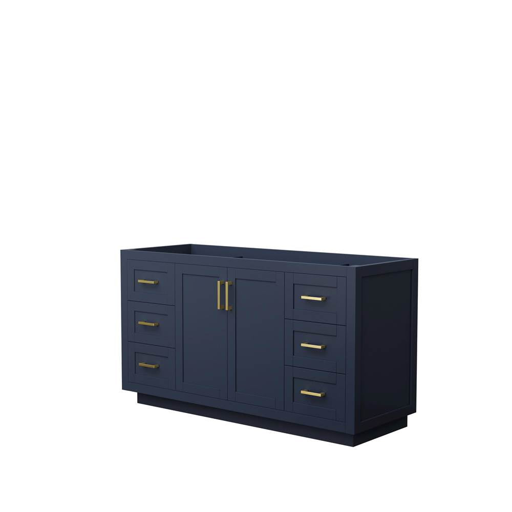 Wyndham Collection - Miranda 60 Inch Single Bathroom Vanity in Dark Blue, No Countertop, No Sink, Brushed Gold Trim