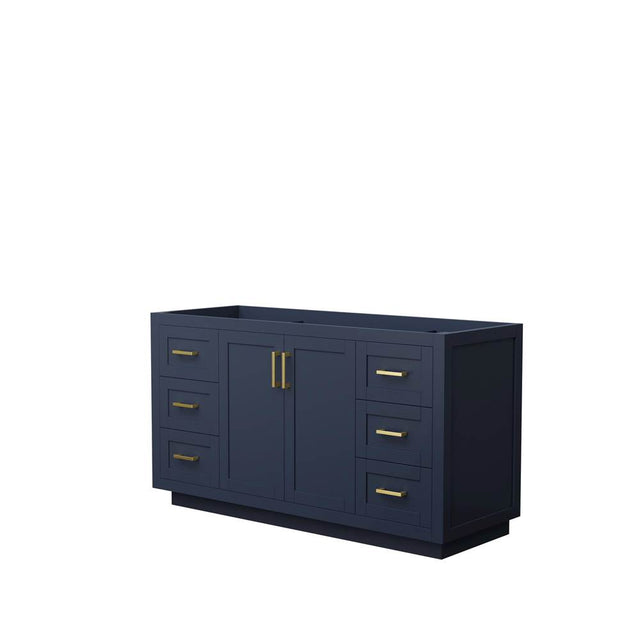 Wyndham Collection - Miranda 60 Inch Single Bathroom Vanity in Dark Blue, No Countertop, No Sink, Brushed Gold Trim