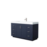 Wyndham Collection - Miranda 60 Inch Single Bathroom Vanity in Dark Blue, 4 Inch Thick Matte White Solid Surface Countertop, Integrated Sink, Brushed Nickel Trim