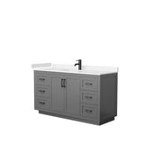 Wyndham Collection - Miranda 60 Inch Single Bathroom Vanity in Dark Gray, Carrara Cultured Marble Countertop, Undermount Square Sink, Matte Black Trim