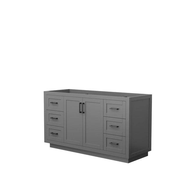 Wyndham Collection - Miranda 60 Inch Single Bathroom Vanity in Dark Gray, No Countertop, No Sink, Matte Black Trim