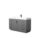 Wyndham Collection - Miranda 60 Inch Single Bathroom Vanity in Dark Gray, 4 Inch Thick Matte White Solid Surface Countertop, Integrated Sink, Matte Black Trim