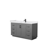 Wyndham Collection - Miranda 60 Inch Single Bathroom Vanity in Dark Gray, White Cultured Marble Countertop, Undermount Square Sink, Matte Black Trim