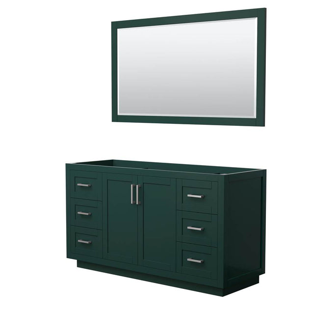Wyndham Collection - Miranda 60 Inch Single Bathroom Vanity in Green, No Countertop, No Sink, Brushed Nickel Trim, 58 Inch Mirror