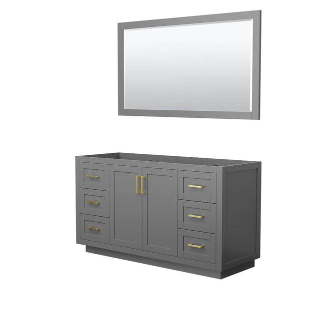 Wyndham Collection - Miranda 60 Inch Single Bathroom Vanity in Dark Gray, No Countertop, No Sink, Brushed Gold Trim, 58 Inch Mirror