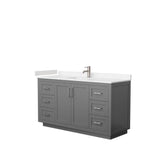 Wyndham Collection - Miranda 60 Inch Single Bathroom Vanity in Dark Gray, Carrara Cultured Marble Countertop, Undermount Square Sink, Brushed Nickel Trim