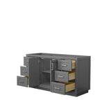 Miranda 60 Inch Single Bathroom Vanity in Dark Gray, No Countertop, No Sink, Brushed Nickel Trim