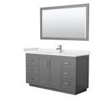 Wyndham Collection - Miranda 60 Inch Single Bathroom Vanity in Dark Gray, White Cultured Marble Countertop, Undermount Square Sink, Brushed Nickel Trim, 58 Inch Mirror