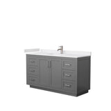 Wyndham Collection - Miranda 60 Inch Single Bathroom Vanity in Dark Gray, White Cultured Marble Countertop, Undermount Square Sink, Brushed Nickel Trim