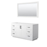 Wyndham Collection - Miranda 60 Inch Single Bathroom Vanity in White, No Countertop, No Sink, Matte Black Trim, 58 Inch Mirror