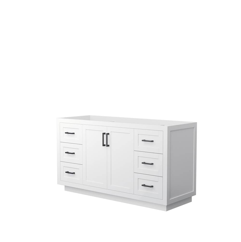 Wyndham Collection - Miranda 60 Inch Single Bathroom Vanity in White, No Countertop, No Sink, Matte Black Trim