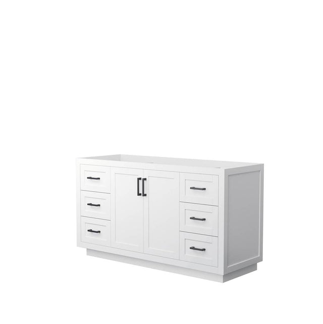 Wyndham Collection - Miranda 60 Inch Single Bathroom Vanity in White, No Countertop, No Sink, Matte Black Trim