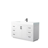 Wyndham Collection - Miranda 60 Inch Single Bathroom Vanity in White, 4 Inch Thick Matte White Solid Surface Countertop, Integrated Sink, Matte Black Trim