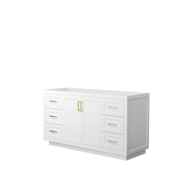 Wyndham Collection - Miranda 60 Inch Single Bathroom Vanity in White, No Countertop, No Sink, Brushed Gold Trim