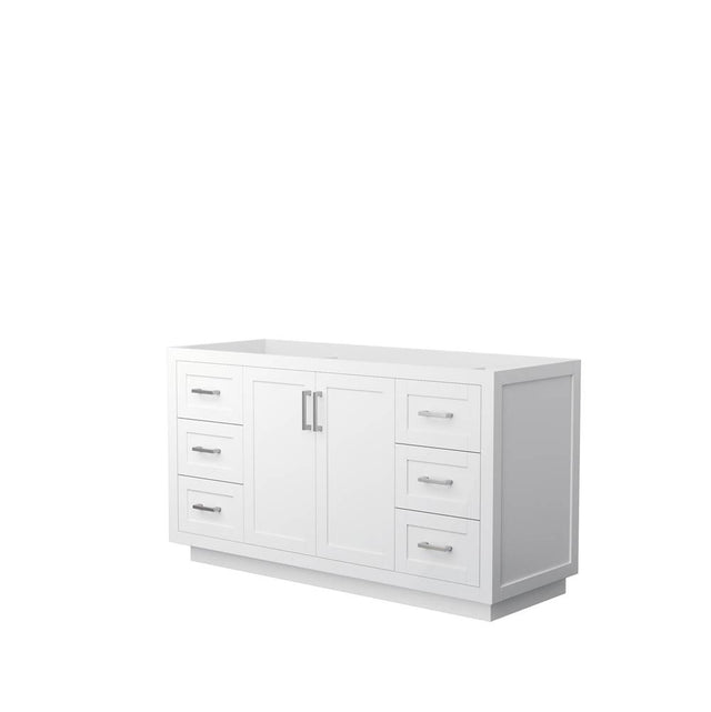Wyndham Collection - Miranda 60 Inch Single Bathroom Vanity in White, No Countertop, No Sink, Brushed Nickel Trim