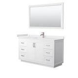 Wyndham Collection - Miranda 60 Inch Single Bathroom Vanity in White, White Cultured Marble Countertop, Undermount Square Sink, Brushed Nickel Trim, 58 Inch Mirror