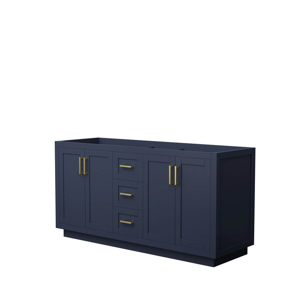 Wyndham Collection - Miranda 66 Inch Double Bathroom Vanity in Dark Blue, No Countertop, No Sink, Brushed Gold Trim