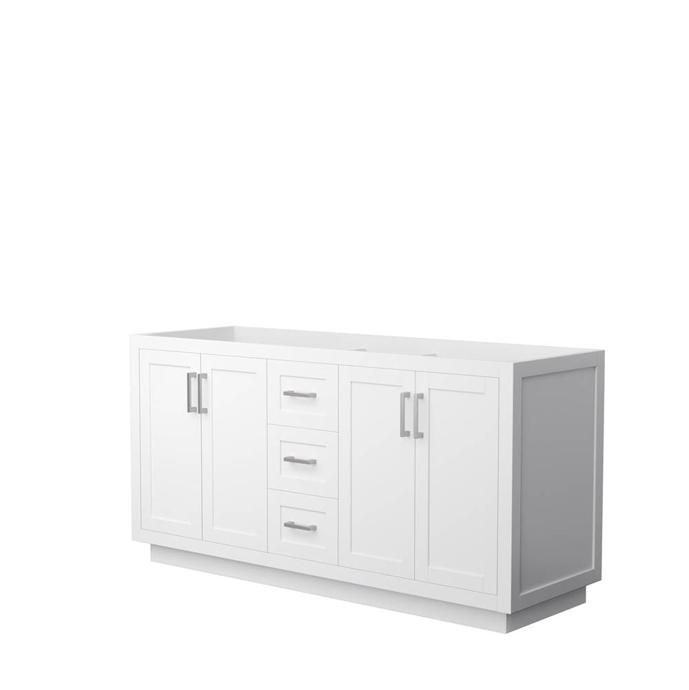 Wyndham Collection - Miranda 66 Inch Double Bathroom Vanity in White, No Countertop, No Sink, Brushed Nickel Trim