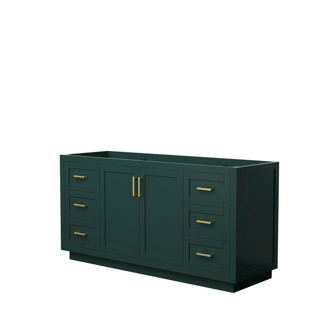 Wyndham Collection - Miranda 66 Inch Single Bathroom Vanity in Green, No Countertop, No Sink, Brushed Gold Trim