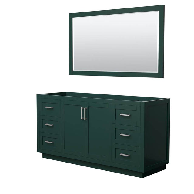 Wyndham Collection - Miranda 66 Inch Single Bathroom Vanity in Green, No Countertop, No Sink, Brushed Nickel Trim, 58 Inch Mirror