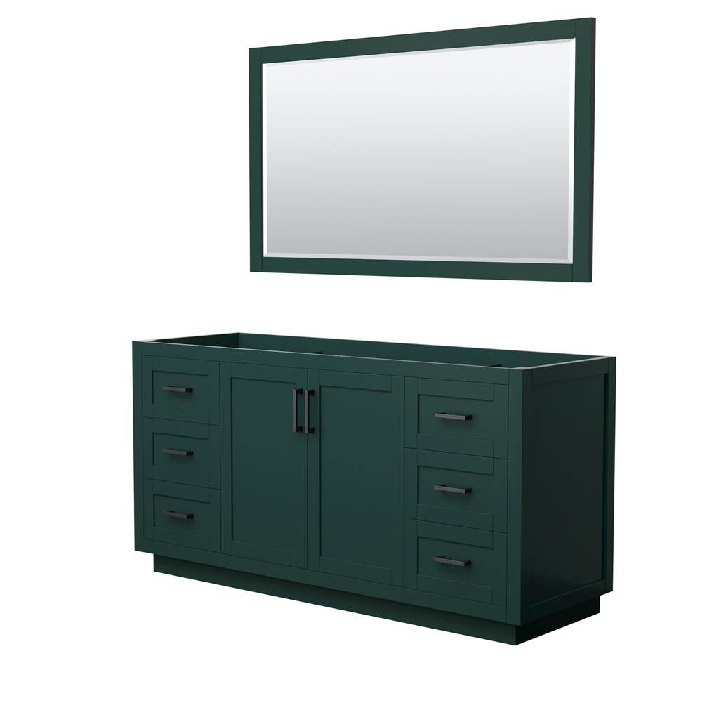 Wyndham Collection - Miranda 66 Inch Single Bathroom Vanity in Green, No Countertop, No Sink, Matte Black Trim, 58 Inch Mirror