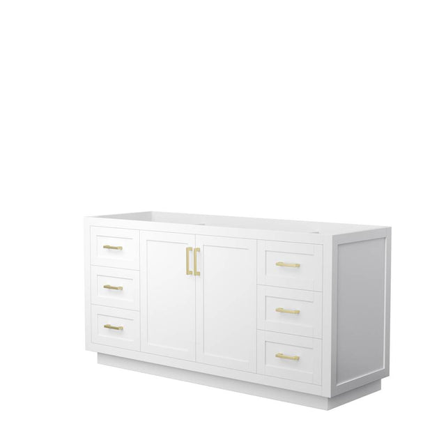 Wyndham Collection - Miranda 66 Inch Single Bathroom Vanity in White, No Countertop, No Sink, Brushed Gold Trim