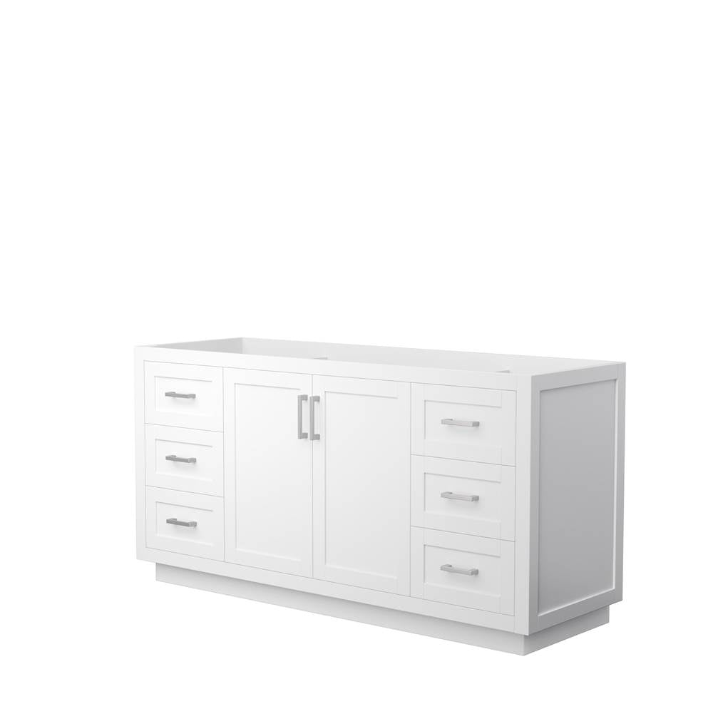 Wyndham Collection - Miranda 66 Inch Single Bathroom Vanity in White, No Countertop, No Sink, Brushed Nickel Trim