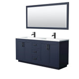 Wyndham Collection - Miranda 72 Inch Double Bathroom Vanity in Dark Blue