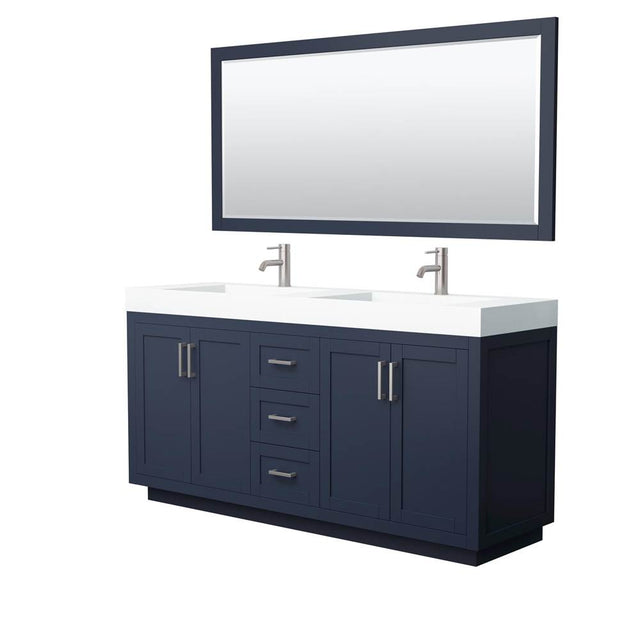 Wyndham Collection - Miranda 72 Inch Double Bathroom Vanity in Dark Blue