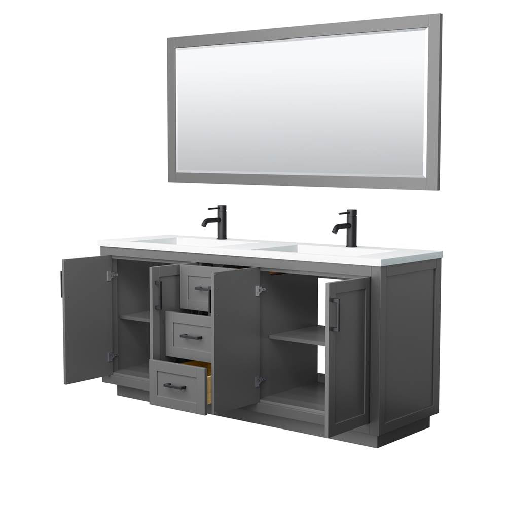 Miranda 72 Inch Double Bathroom Vanity in Dark Gray