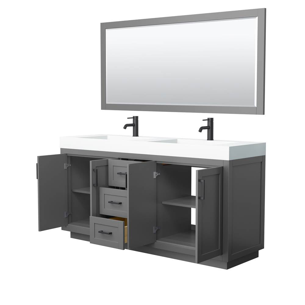 Miranda 72 Inch Double Bathroom Vanity in Dark Gray