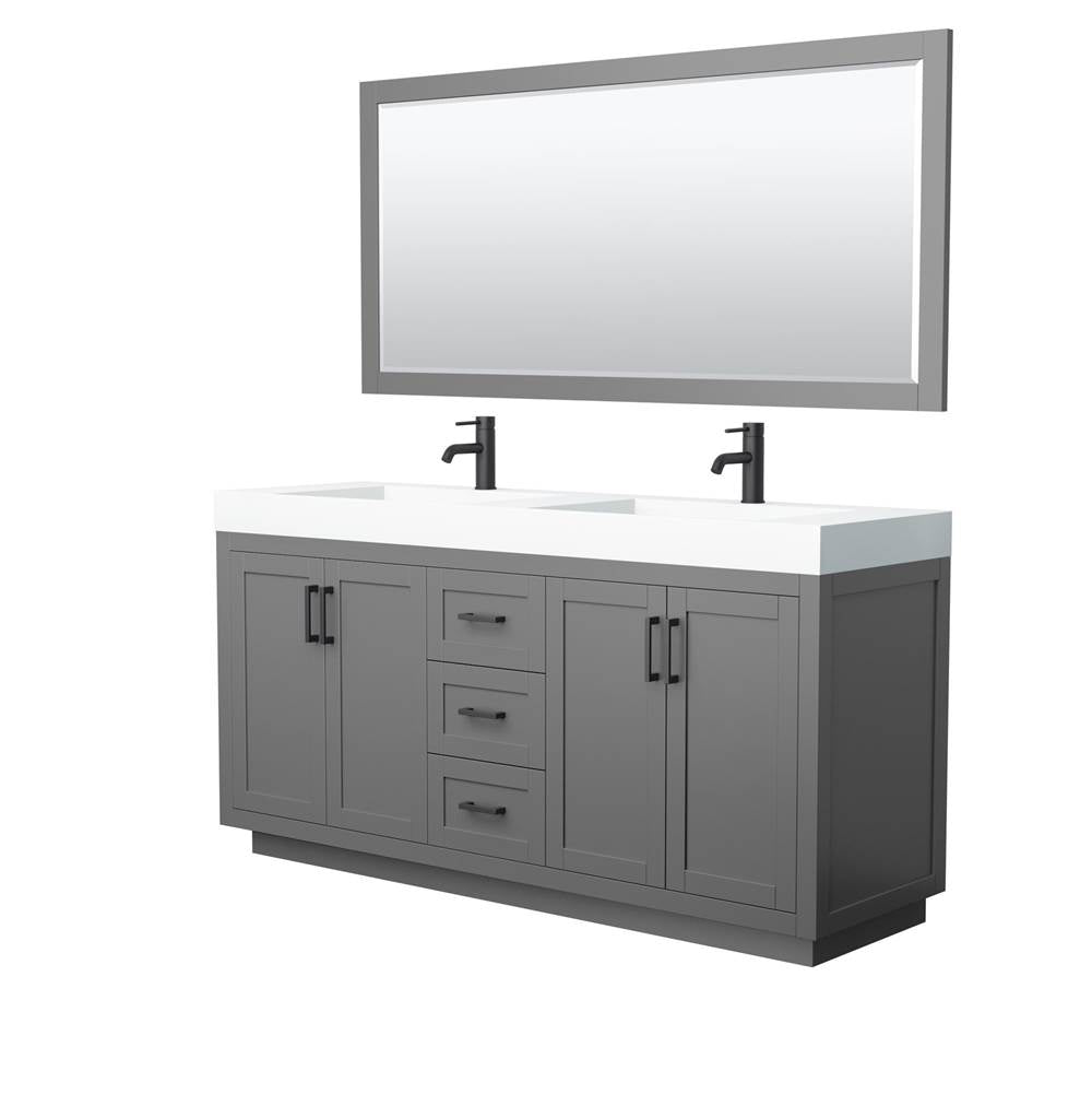 Wyndham Collection - Miranda 72 Inch Double Bathroom Vanity in Dark Gray